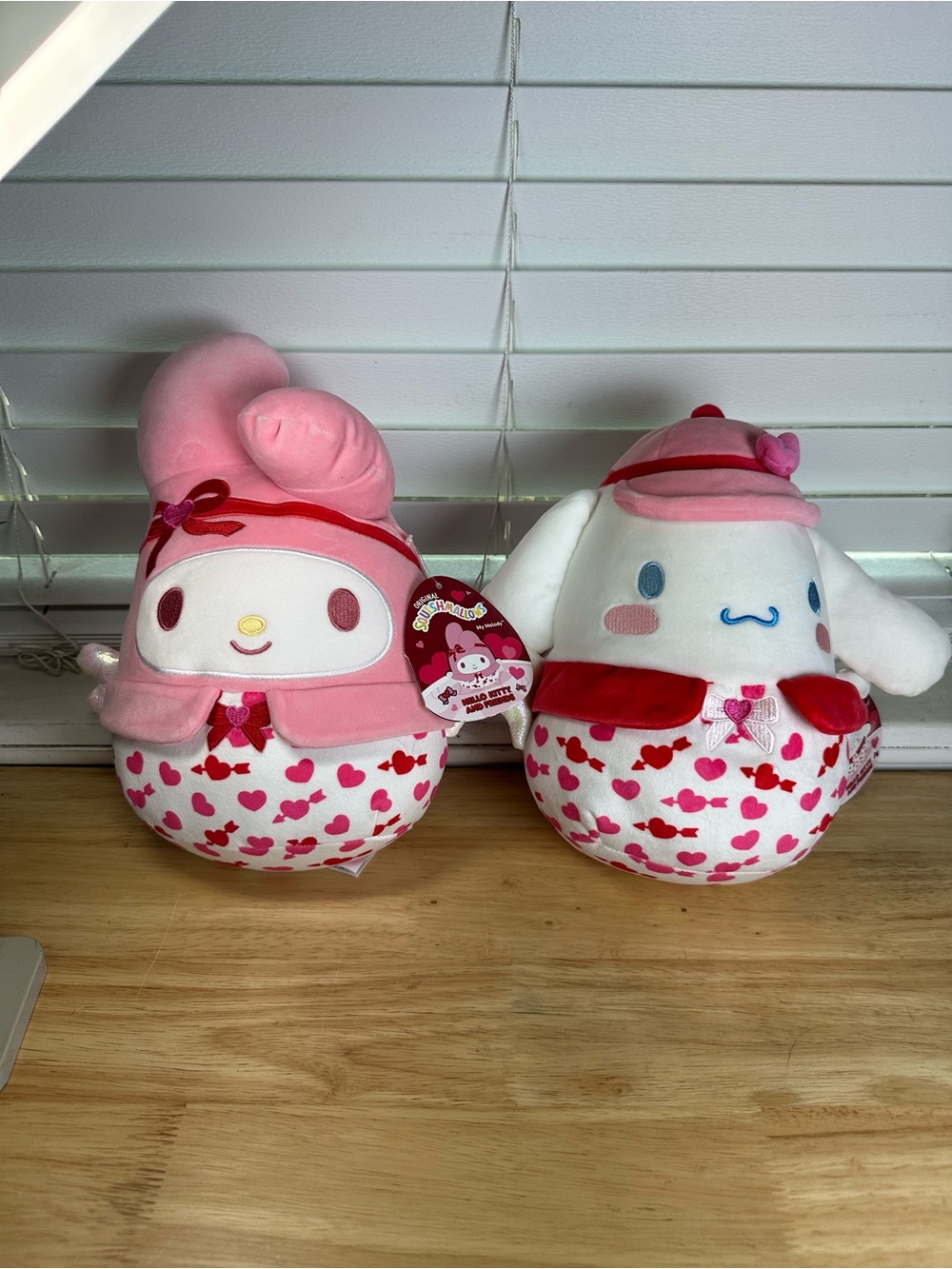 Sanrio My Melody & Cinnamoroll Pink Heart Plush Duo